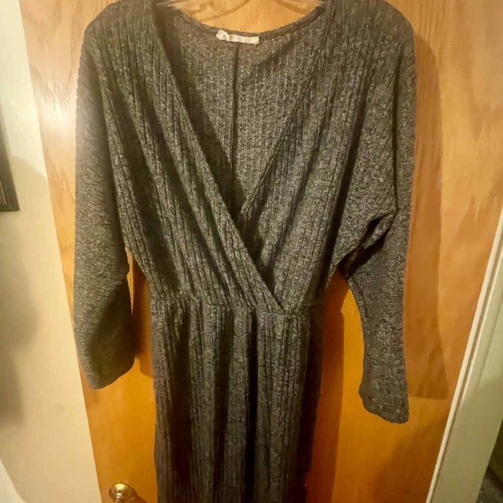 Gray Faux Wrap Dress